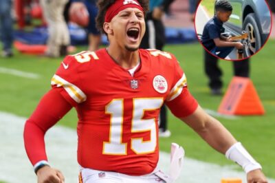 A Black boy helps a driver with a flat tire, not realizing it was famous player Patrick Mahomes – what happened next transformed the boy’s life forever